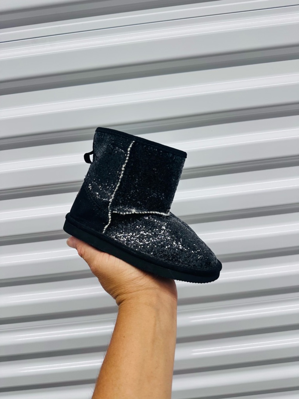 L'Amour Black Glitter Kids Boot